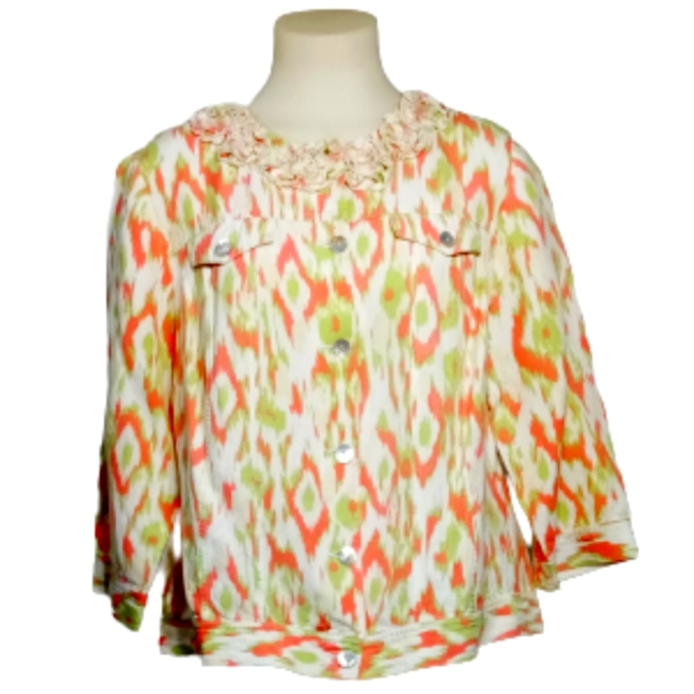 Ruby Rd Button Down Light Weight Jacket Sz 16W